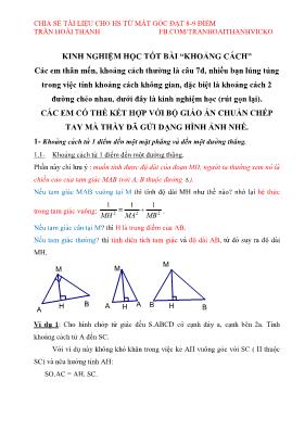 Phương pháp chinh phục khoảng cách không gian Lớp 12